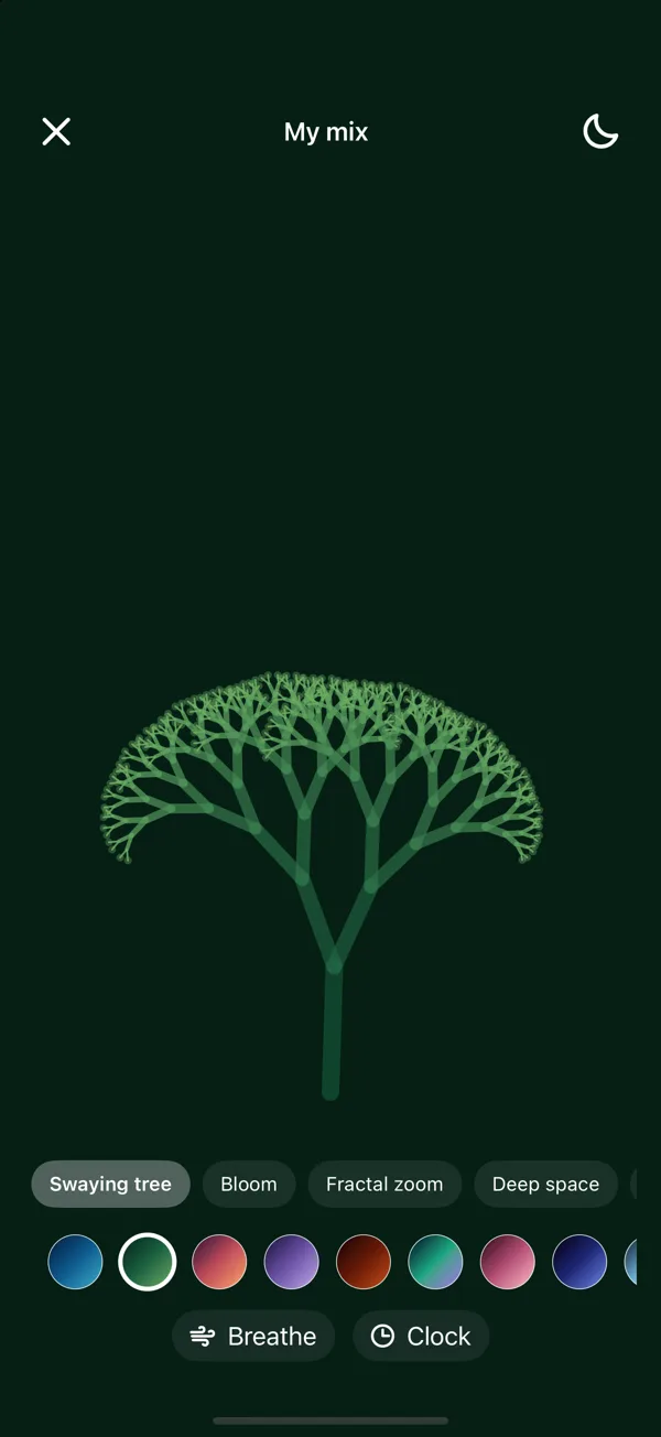 Swaying tree visual in forest green